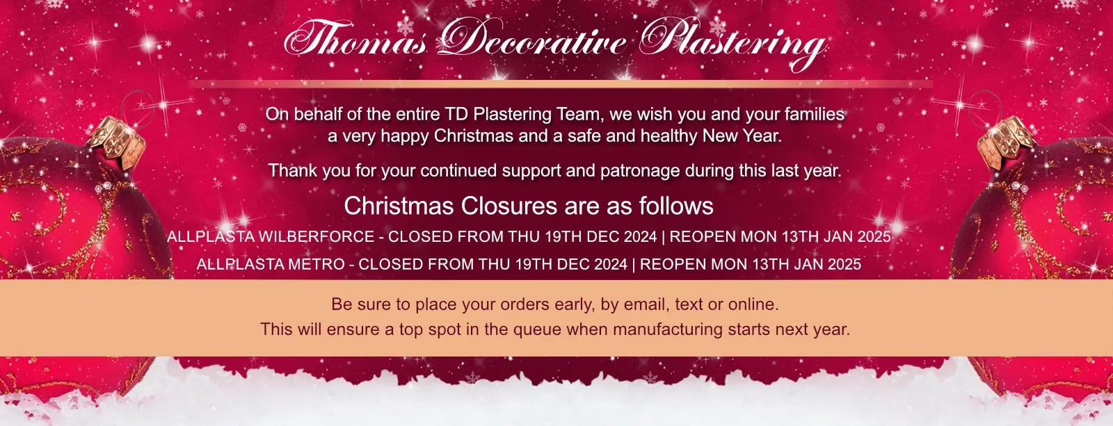 Christmas Closure